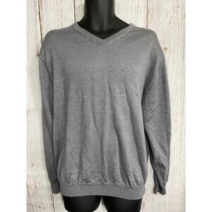 Linea Juomo Sweater Mens Size L Gray Wool Blend V Neck Long Sleeve Preppy
